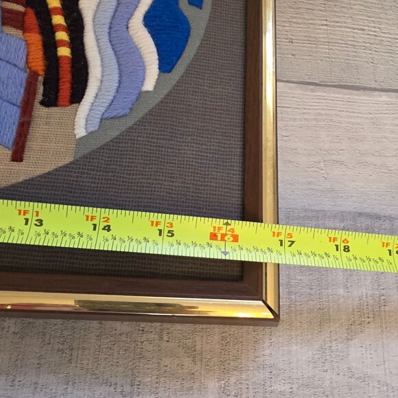 Vintage Framed Ship Yarn Art Wall Hanging 17"x13" Nautical Decor Handmade Embroi - Picture 4 of 6